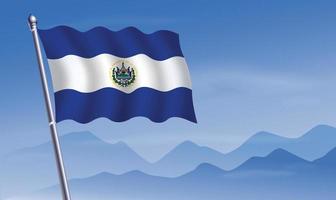 el Salvador Flagge mit Hintergrund von Berge und Himmel vektor