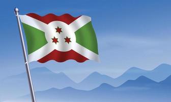 burundi flagga med bakgrund av bergen och skynd blå himmel vektor