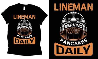 Lineman Portion Pfannkuchen Täglich T-Shirt Design. vektor