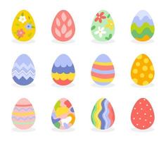 uppsättning av påsk ägg i platt design i vår färger. vektor illustration