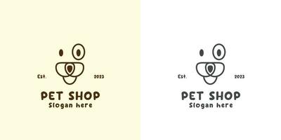 sällskapsdjur affär logotyp design illustration platt begrepp av en enkel minimalistisk hund ansikte skugga silhuett. hund ansikte ikon som en vektor symbol användbar för sällskapsdjur företag