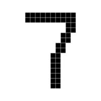 siffra 7 sju, 3d kub pixel form Minecraft 8 bit vektor