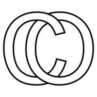 logotyp tecken oc co ikon tecken interlaced brev c o logotyp oc co först huvudstad brev mönster alfabet o, c vektor