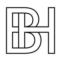 logotyp tecken bh, gh ikon tecken två interlaced brev b h vektor logotyp bh, hb först huvudstad brev mönster alfabet b, h