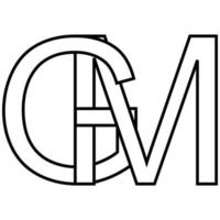 logotyp tecken gm mg ikon nft interlaced brev g m vektor