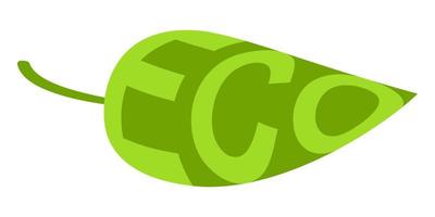 Öko Blatt Symbol mit Text Zeichen von umweltfreundlich Produkte, Öko Grün Blatt vektor