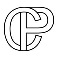logotyp tecken pc, cp ikon tecken interlaced brev c p logotyp pc cp först huvudstad brev mönster alfabet p, c vektor