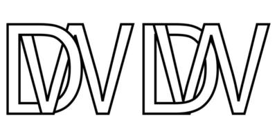 Logo wd dw Symbol Zeichen zwei interlaced Briefe w D, Vektor Logo wd dw zuerst Hauptstadt Briefe Muster Alphabet w d