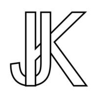 logotyp tecken kj jk ikon dubbel- brev logotyp k j vektor