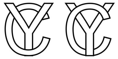 logotyp tecken yc cy ikon tecken två interlaced brev y, c vektor logotyp yc, cy först huvudstad brev mönster alfabet y, c