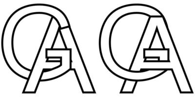 Logo Zeichen ga ag Symbol Zeichen interlaced Briefe A, G Vektor Logo ga, ag zuerst Hauptstadt Briefe Muster Alphabet G, ein