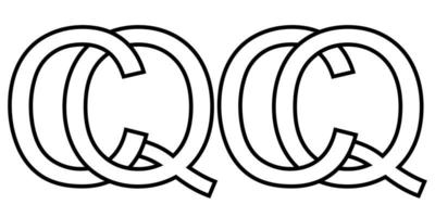 logotyp tecken qc och cq ikon tecken två interlaced brev q, c vektor logotyp qc, cq först huvudstad brev mönster alfabet q, c