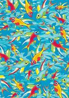 söt tecknad serie tropisk fisk mönster vektor