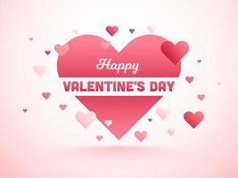 glücklich Valentinstag Tag Text dekoriert mit Herzen auf glänzend Pastell- Rosa Hintergrund. vektor