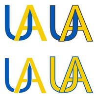 ua Briefe Symbol Zeichen Ukraine einstellen , Flagge Farbe Ukraine Gelb Blau ua vektor