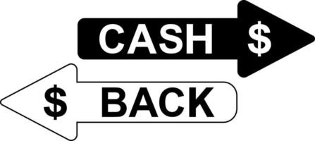 schwarz und Weiß Pfeile Cashback Symbol vektor