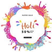 Lycklig holi firande uppsättning baner. bakgrund design för indisk festival av färger, social media, hemsida banderoller, affisch för försäljning och befordran mall. vektor illustration.