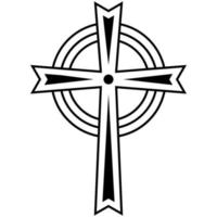 keltisch Christian kreuzen, einfach Tätowierung, katholisch Symbol Logo Rand Kruzifix vektor
