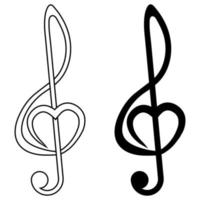 Musical Zeichen verdreifachen Notenschlüssel mit Herz, Vektor Zeichen von Liebe zum Musik, Symbol Musik- Ventilator audiophil