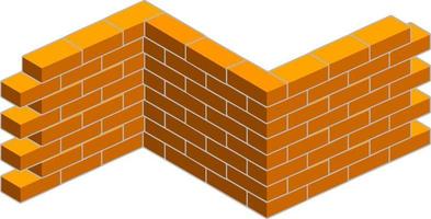 röd tegel vägg av hus. element av byggnad konstruktion. sten objekt. isometrisk illustration. symbol av skydd och säkerhet vektor