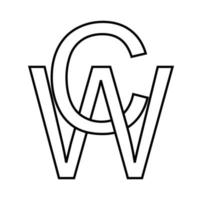 logotyp tecken toalett cw, ikon tecken interlaced brev c w vektor
