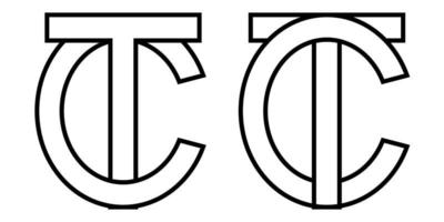 logotyp tecken tc ct ikon tecken två interlaced brev t, c vektor logotyp tc, ct först huvudstad brev mönster alfabet t, c