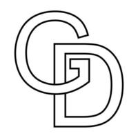 logotyp tecken gd dg ikon, nft interlaced brev g d vektor