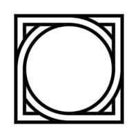 geometrisk form mönster cirkel inskriven i fyrkant, vektor mönster tatuering symbol tecken runda fyrkant