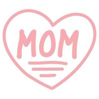 ikon tecken jag kärlek mamma, vektor röd hjärta och ord mamma dragen förbi de barn hand