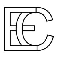 Logo Zeichen ec ce, Symbol nft ec interlaced, Briefe e c vektor