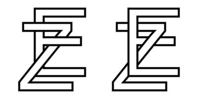 logotyp tecken ez ze ikon tecken interlaced brev z, e vektor logotyp ez, ze först huvudstad brev mönster alfabet e, z