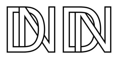 Logo nd und dn Symbol Zeichen zwei interlaced Briefe d N, Vektor Logo nd dn zuerst Hauptstadt Briefe Muster Alphabet n d