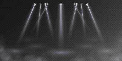 Bühne Scheinwerfer mit Rauch, Licht Wirkung, tanzen Halle Konzept. vektor