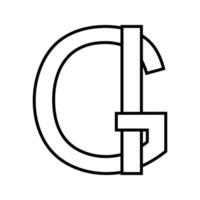 logotyp tecken gi ig ikon nft interlaced brev g jag vektor