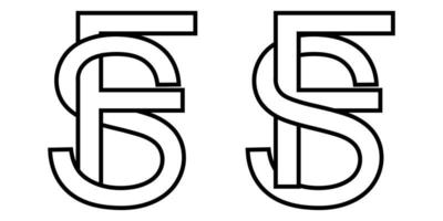 logotyp tecken fs och sf ikon tecken interlaced brev s, f vektor logotyp sf, fs först huvudstad brev mönster alfabet s f