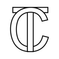 logotyp tecken tc ct, ikon tecken interlaced brev c t logotyp tc ct först huvudstad brev mönster alfabet vektor