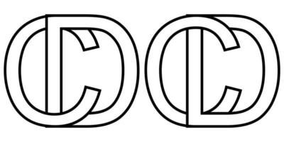 Logo Zeichen dc und CD Symbol Zeichen zwei interlaced Briefe D, c Vektor Logo Gleichstrom, CD zuerst Hauptstadt Briefe Muster Alphabet D, c