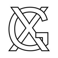 Logo Zeichen gx xg Symbol nft interlaced Briefe G x vektor