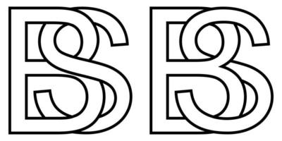 logotyp tecken bs sb ikon tecken två interlaced brev b, s vektor logotyp bs, sb först huvudstad brev mönster alfabet b, s