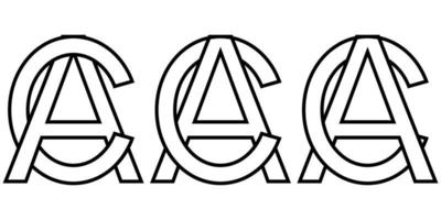 logotyp tecken ac ca ikon tecken två interlaced brev c och en vektor logotyp ca, ac först huvudstad brev mönster alfabet en, c