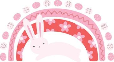 glücklich Ostern Eier Regenbogen Karikatur mit Hase Charakter vektor