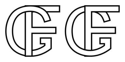 logotyp tecken gf fg ikon tecken interlaced brev f g vektor logotyp gf, fg först huvudstad brev mönster alfabet g, f