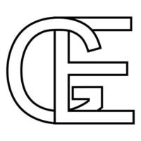 Logo Zeichen ge z.B Symbol nft interlaced Briefe G e vektor