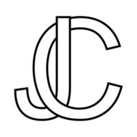 logotyp tecken jc cj ikon tecken interlaced brev c j vektor