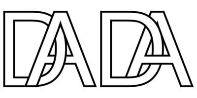 logotyp ad och da ikon tecken två interlaced brev en d, vektor logotyp ad da först huvudstad brev mönster alfabet en d