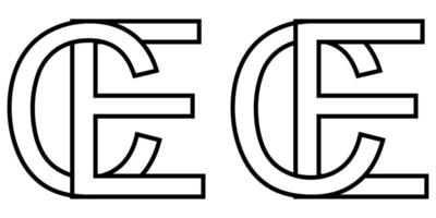 logotyp tecken ec, ce ikon tecken två interlaced brev e, c vektor logotyp ec, ce först huvudstad brev mönster alfabet e, c