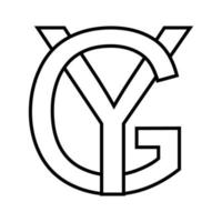 logotyp tecken gy yg ikon nft interlaced brev g y vektor