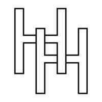 logotyp tecken hh dubbel- h ikon nft interlaced brev h vektor