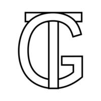 Logo Zeichen gt tg Symbol, nft interlaced Briefe G t vektor