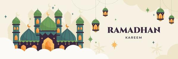 Ramadhan platt illustration horisontell baner vektor